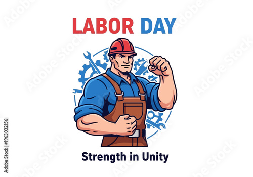 Strong construction worker celebrating Labor Day with pride and strength.