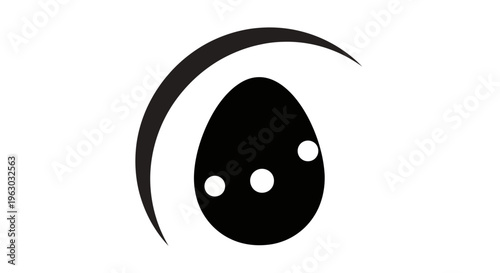 Abstract Black Egg Shape with Crescent Moon Symbol.