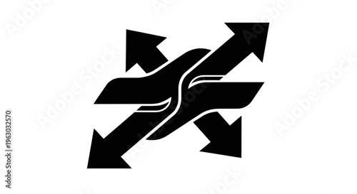 Abstract Black Arrows Intersecting with Hands Symbol.