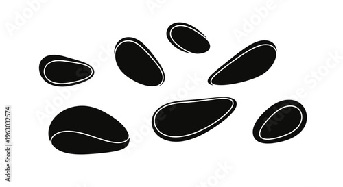Abstract Black Shapes with White Outline Scattered Randomly.