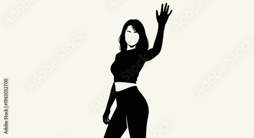 Silhouette of a Woman Waving Hello.