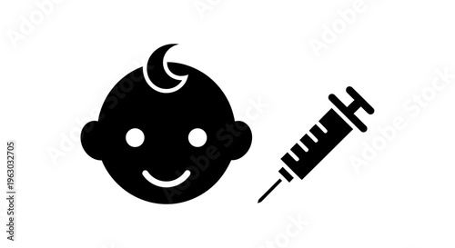 Baby Vaccination Icon Syringe Medical Health Care.