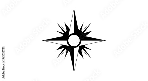 Black and White Compass Rose Starburst Design.