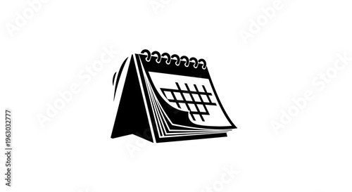 Black and White Icon of a Desk Calendar.