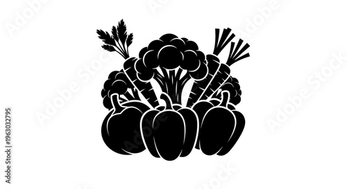 Silhouette of Fresh Vegetables Assortment.