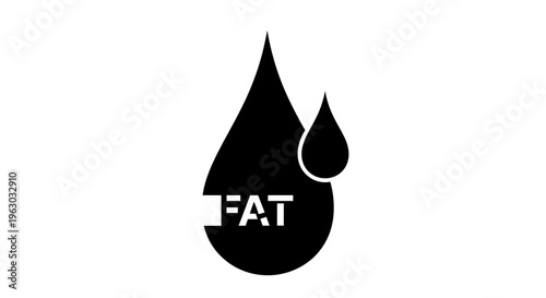 Black Fat Drop Icon Symbol Representing Fat Content.