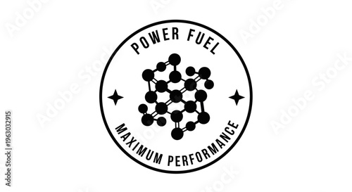 Power Fuel Maximum Performance Molecular Structure Emblem.