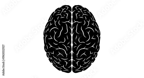 Black Brain Illustration Top View Abstract Concept.