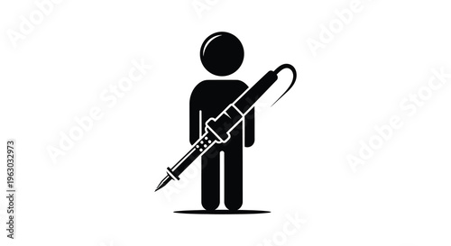 Stick figure holding a soldering iron a minimalist silhouette