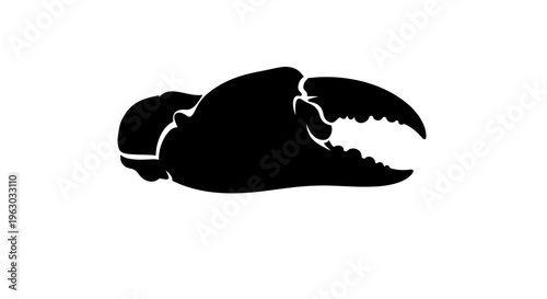Black Silhouette of a Crab Claw Ready to Pinch.