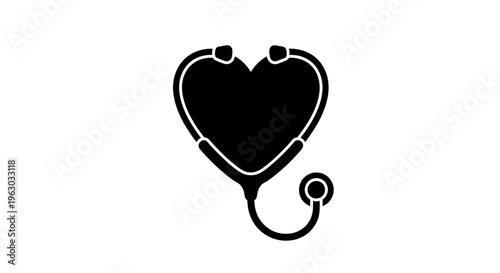 Heart shaped stethoscope icon symbolizing medical care and love.