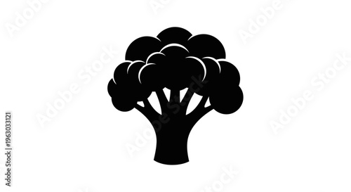 Simple Black Silhouette of a Broccoli Florets.