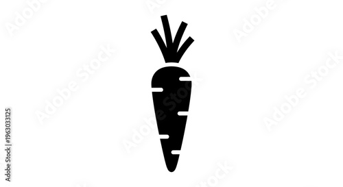 Simple Black Silhouette of a Carrot Icon.