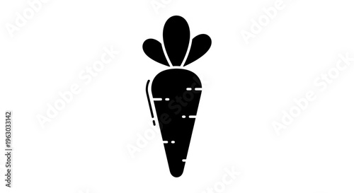 Simple Black Silhouette of a Carrot Vegetable Icon.