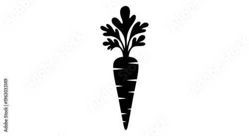 Simple Black Silhouette of a Fresh Carrot Vegetable.