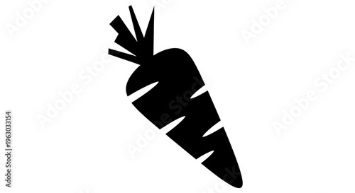 Simple Black Silhouette of a Carrot Icon.