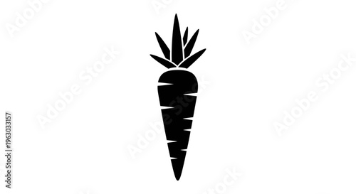 Black Silhouette of a Fresh Carrot Vegetable.