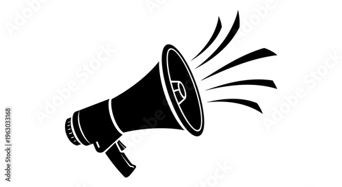 Black Silhouette of a Megaphone Emitting Sound Waves.