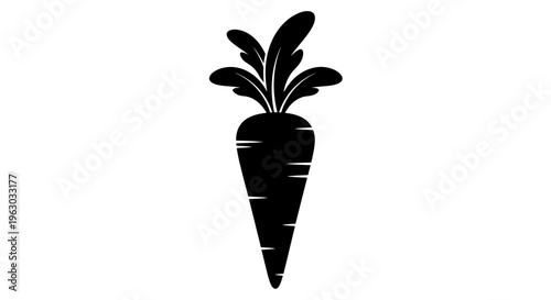 Simple Black Silhouette of a Carrot Vegetable.