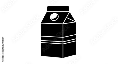 Simple Black Silhouette of a Milk Carton.