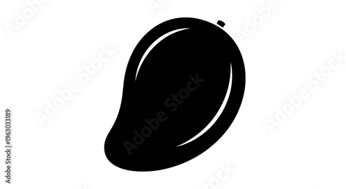 Simple Black Silhouette of a Mango Fruit.