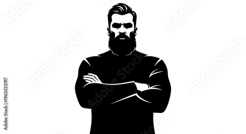 Silhouette of a Bearded Man with Arms Crossed.