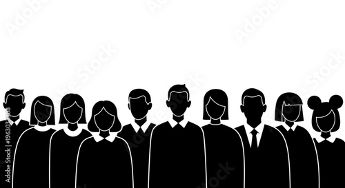 Diverse Group of People Silhouettes Standing Together.