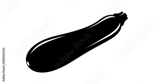 Black Silhouette of a Zucchini Vegetable.