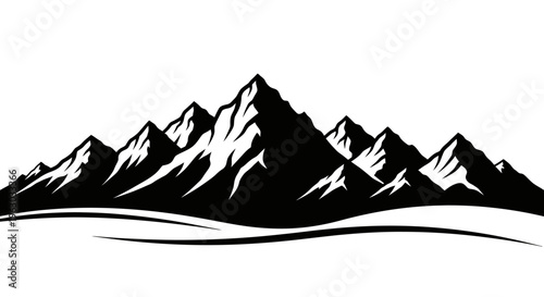 Majestic Mountain Range Silhouette Peaks Landscape.