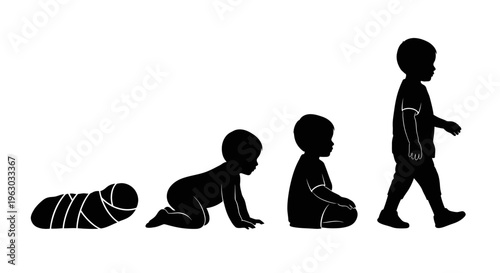 Stages of human development from infancy to toddlerhood.