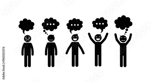 Diverse Human Emotions and Thoughts Depicted by Stick Figures.