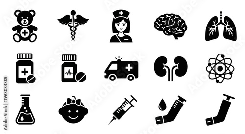 Medical and Healthcare Icons Set Collection.