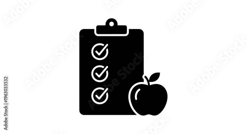 Checklist with Apple Icon Representing Healthy Choices.
