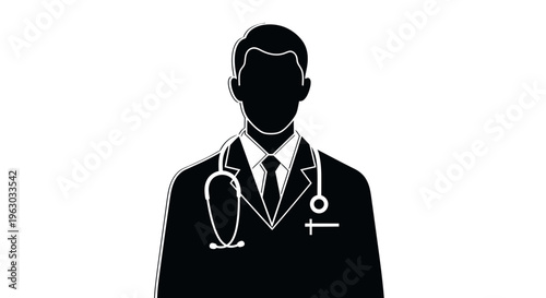 Silhouette of a Doctor Wearing a Stethoscope and Suit.