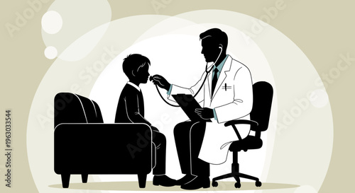 Doctor examining a child with a stethoscope during a medical checkup.