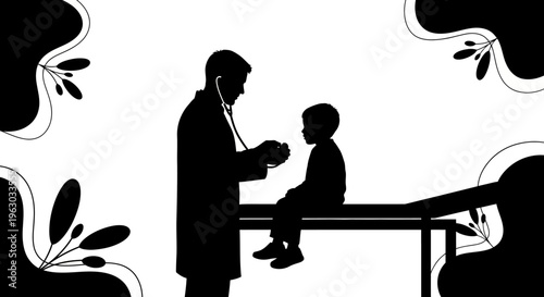 Doctor examining a child patient with stethoscope.