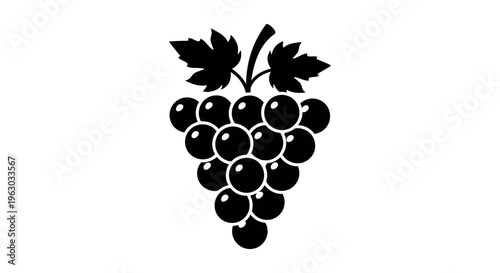 Stylized Black Silhouette of a Bunch of Grapes.