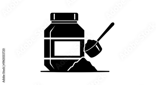 Supplement Powder Container with Scoop and Pile.