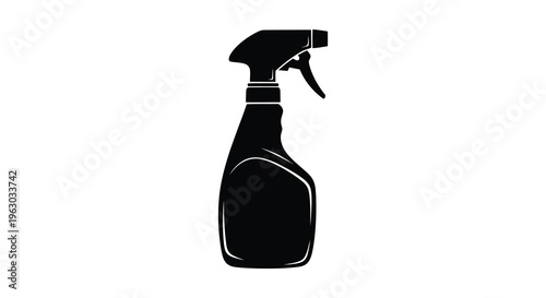 Black spray bottle shown in a dramatic minimalist silhouette