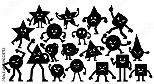 Collection of Anthropomorphic Geometric Shapes with Expressive Faces.