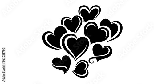 Bild auf Leinwand Collection of Black Hearts Graphic Design Element.