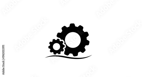 Two interlocking gears symbolizing teamwork and industry.