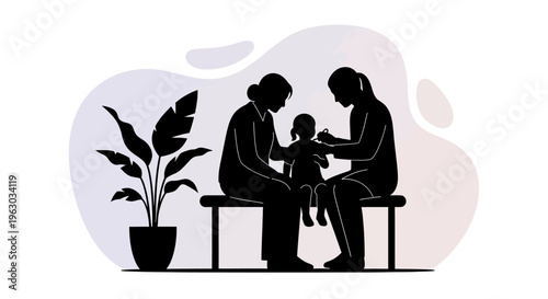 Generations of women bonding and caring for a child.