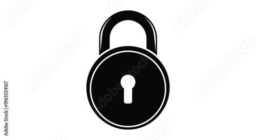 Black padlock icon against a white background a striking silhouette