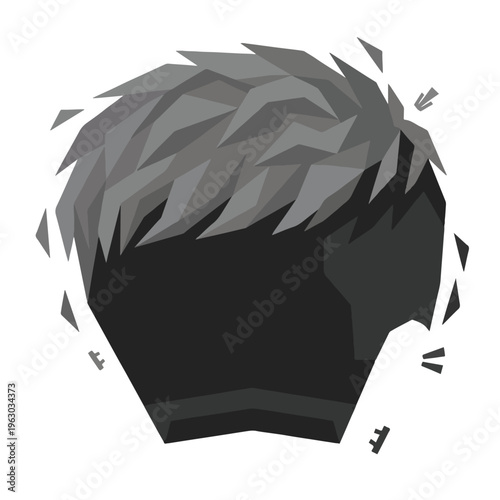Ash Grey Two Block Kpop Men Hairstyle Vector