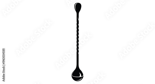 Elegant black cocktail stirrer with a rounded spoon a stark silhouette