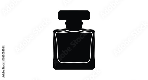 Elegant perfume bottle design in a striking black silhouette