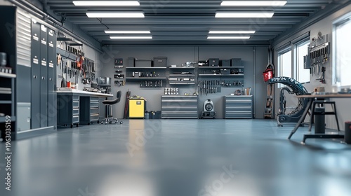 Modern workshop interior with tools
