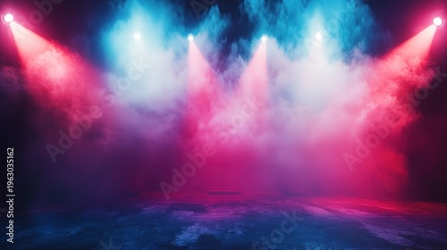 Smoke with blue and red stage lights