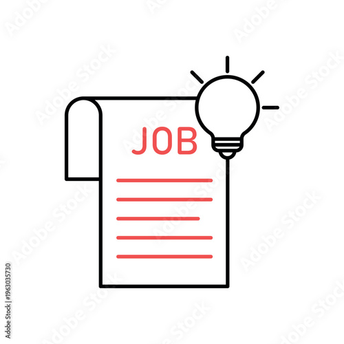 icon a job creation with light bulb idea on a recruitment document, isolated against a clean background.